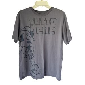 Disney Mickey Mouse Tutto Bene Graphic T-Shirt Men’s Large Gray Vintage Style